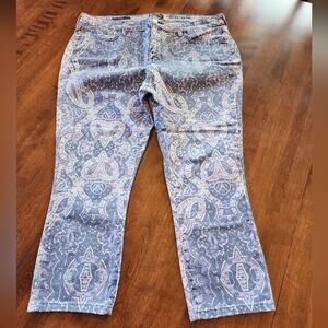 NYDJ X CHICO'S floral paisley skinny stretch‎ cropped jeans size 14